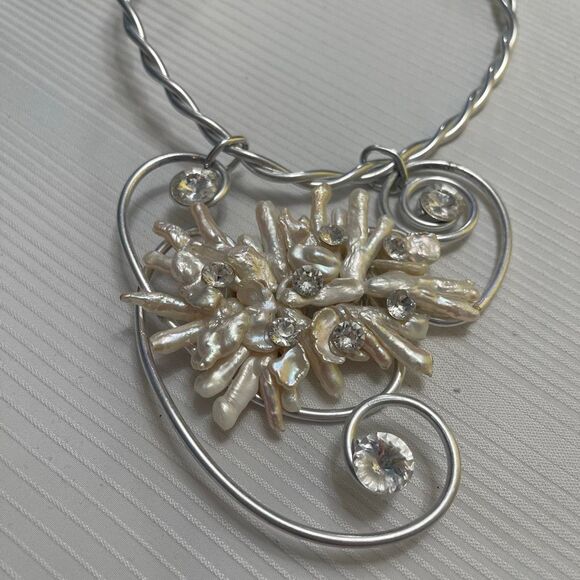 Jeff Lieb Statement Modern Wire Choker Art To Wear Necklace Signed - Picture 2 of 6